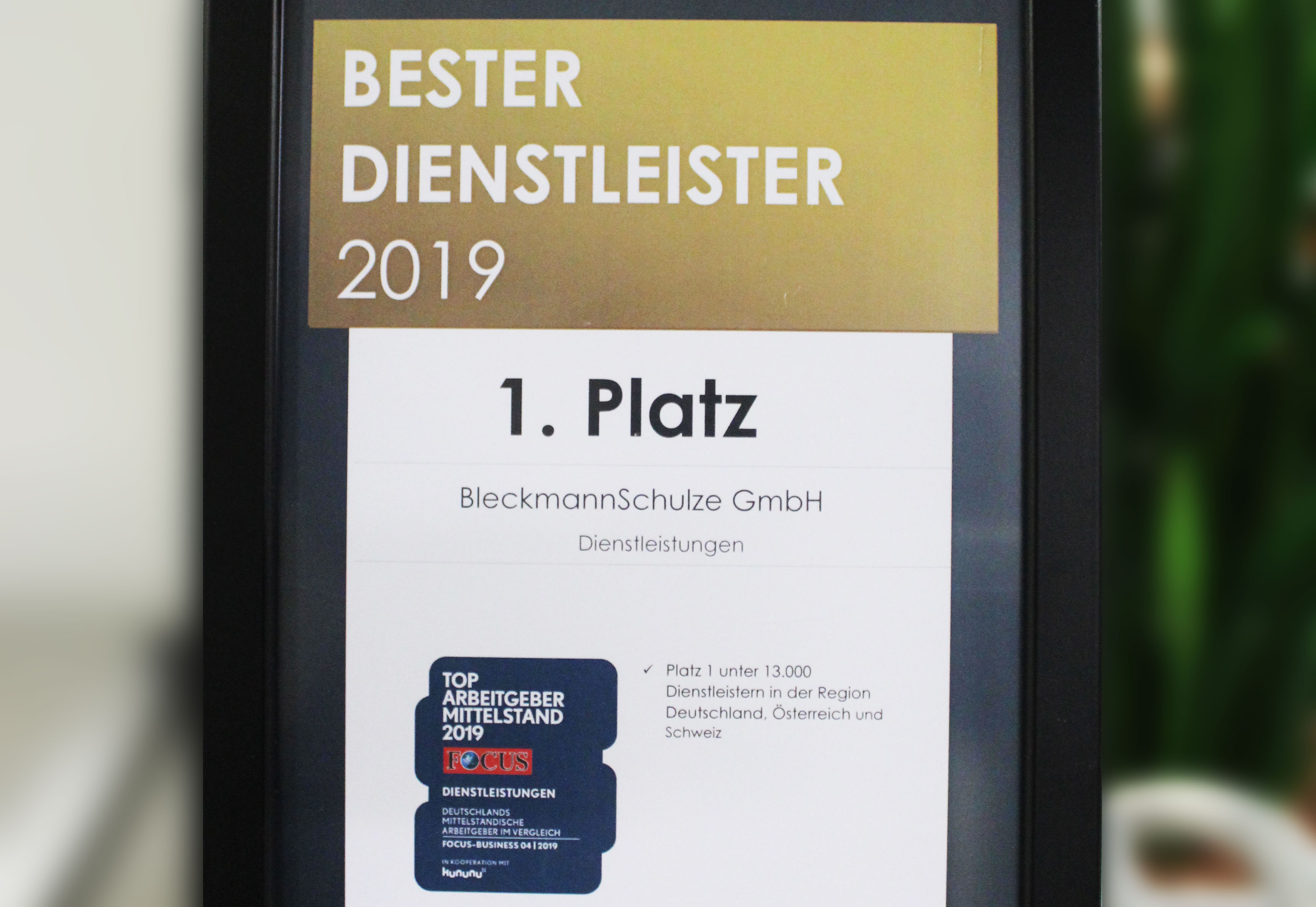 Bester Dienstleister 2019: 1. Platz für BleckmannSchulze!